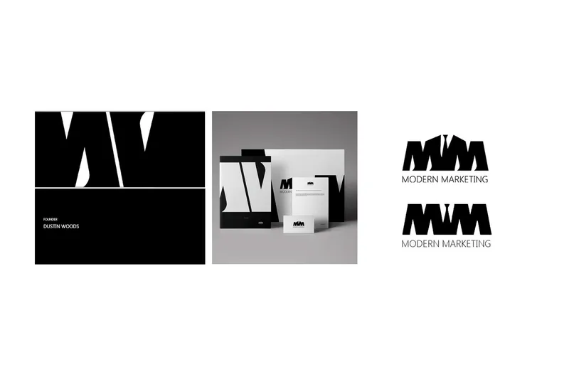 Modern Marketing MM monogram logo and stationery