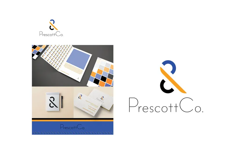 Prescott Co. ampersand logo and stationery system