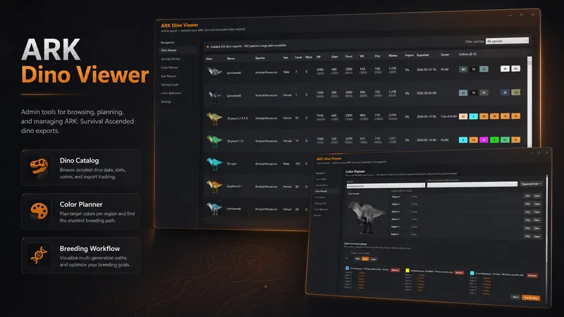 Dino Breeder — ARK Dino Viewer admin tool overview